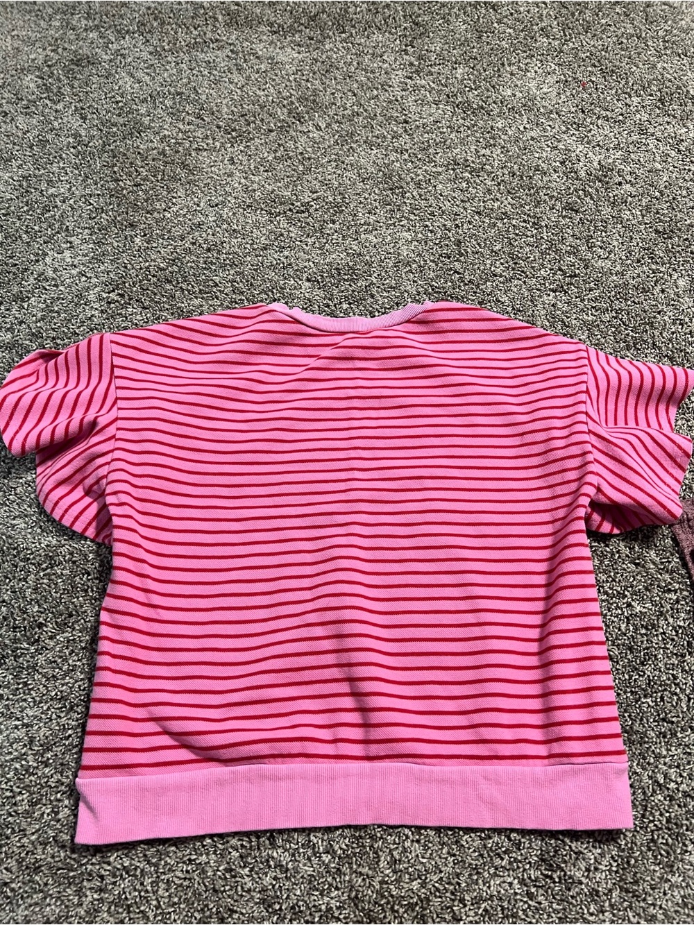 Girls' Pink Striped Short Sleeve Top